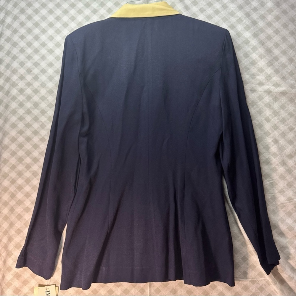 NWT Danny & Nicole Vintage Jacket Size 12 Navy Blue & Cream Shoulder Pads - Picture 2 of 9